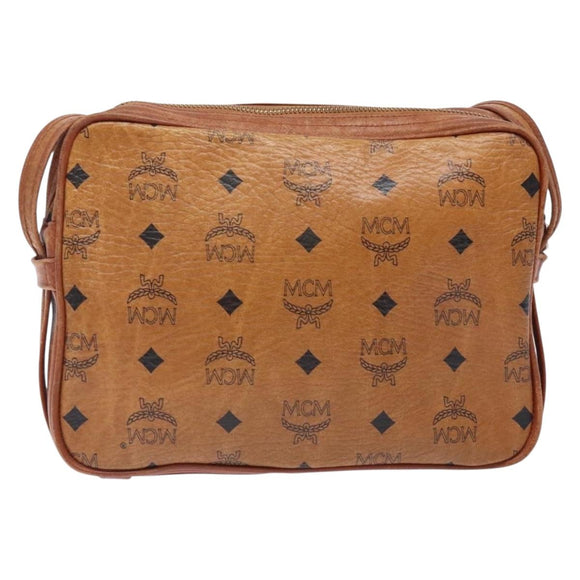 MCM Logogram Vicetos Shoulder Bag PVC Brown Gold Auth 131889
