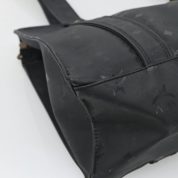 MCM Logogram Vicetos Tote Bag PVC Black Gold Auth 131900