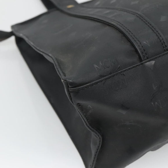MCM Logogram Vicetos Tote Bag PVC Black Gold Auth 131900