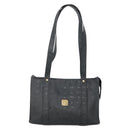 MCM Logogram Vicetos Tote Bag PVC Black Gold Auth 131900-2