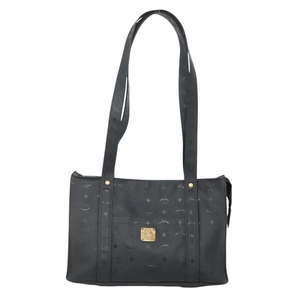 MCM Logogram Vicetos Tote Bag PVC Black Gold Auth 131900