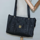 MCM Logogram Vicetos Tote Bag PVC Black Gold Auth 131900-20
