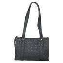 MCM Logogram Vicetos Tote Bag PVC Black Gold Auth 131900-3