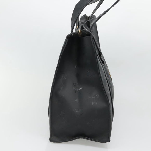 MCM Logogram Vicetos Tote Bag PVC Black Gold Auth 131900