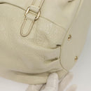 MCM Logogram Vicetos Tote Bag Leather White Gold Auth 131924-16