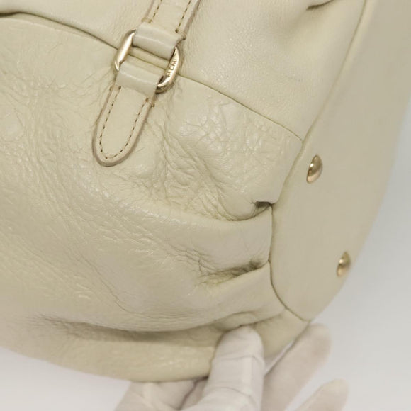 MCM Logogram Vicetos Tote Bag Leather White Gold Auth 131924