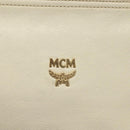 MCM Logogram Vicetos Tote Bag Leather White Gold Auth 131924-17