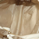 MCM Logogram Vicetos Tote Bag Leather White Gold Auth 131924-11