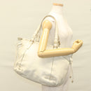 MCM Logogram Vicetos Tote Bag Leather White Gold Auth 131924-22