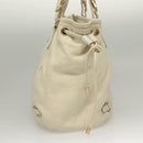 MCM Logogram Vicetos Tote Bag Leather White Gold Auth 131924-4