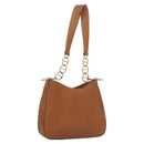 PRADA Chain Shoulder Bag Leather Brown Gold Auth 131928-1