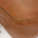 PRADA Chain Shoulder Bag Leather Brown Gold Auth 131928-11