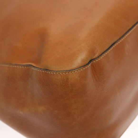 PRADA Chain Shoulder Bag Leather Brown Gold Auth 131928