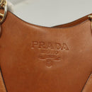 PRADA Chain Shoulder Bag Leather Brown Gold Auth 131928-14
