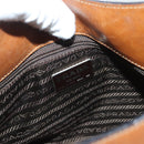 PRADA Chain Shoulder Bag Leather Brown Gold Auth 131928-15