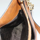 PRADA Chain Shoulder Bag Leather Brown Gold Auth 131928-17