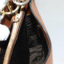 PRADA Chain Shoulder Bag Leather Brown Gold Auth 131928-18