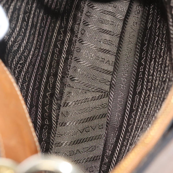 PRADA Chain Shoulder Bag Leather Brown Gold Auth 131928