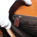 PRADA Chain Shoulder Bag Leather Brown Gold Auth 131928-22