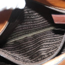 PRADA Chain Shoulder Bag Leather Brown Gold Auth 131928-23