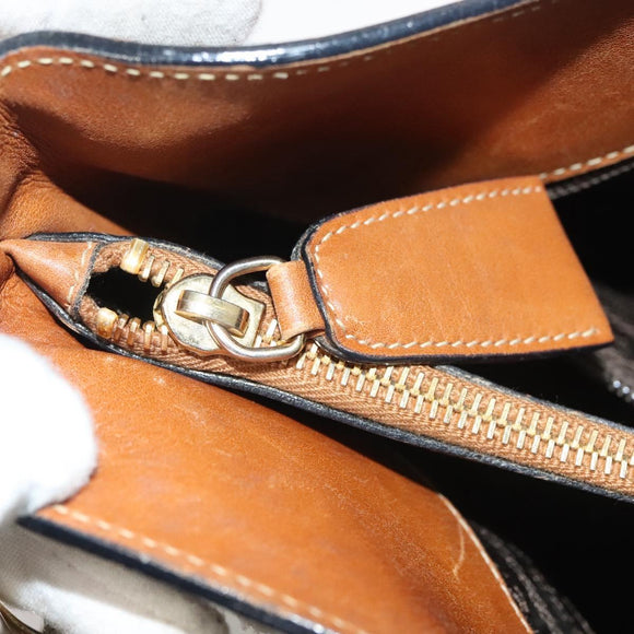 PRADA Chain Shoulder Bag Leather Brown Gold Auth 131928