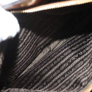 PRADA Chain Shoulder Bag Leather Brown Gold Auth 131928-25