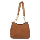 PRADA Chain Shoulder Bag Leather Brown Gold Auth 131928-3