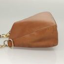 PRADA Chain Shoulder Bag Leather Brown Gold Auth 131928-5