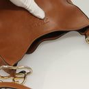 PRADA Chain Shoulder Bag Leather Brown Gold Auth 131928-6