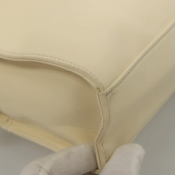 SAINT LAURENT Hand Bag Leather Cream Auth 131938