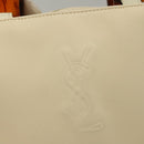 SAINT LAURENT Hand Bag Leather Cream Auth 131938-15
