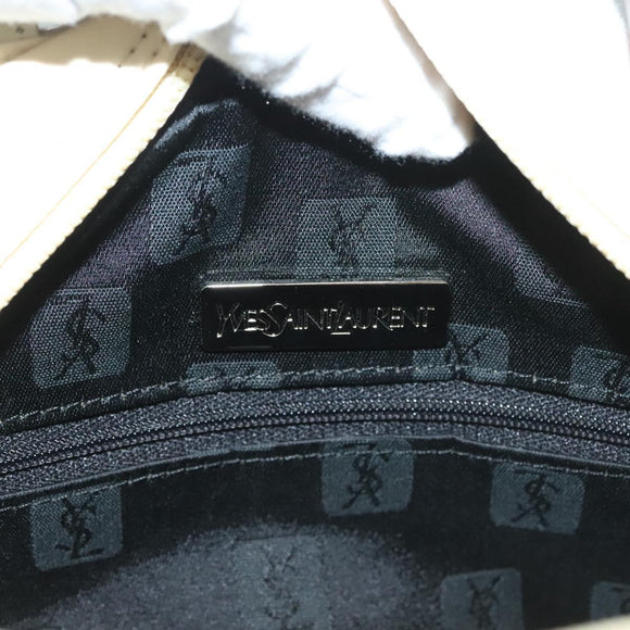 SAINT LAURENT Hand Bag Leather Cream Auth 131938