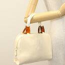 SAINT LAURENT Hand Bag Leather Cream Auth 131938-22