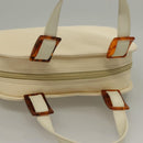 SAINT LAURENT Hand Bag Leather Cream Auth 131938-6