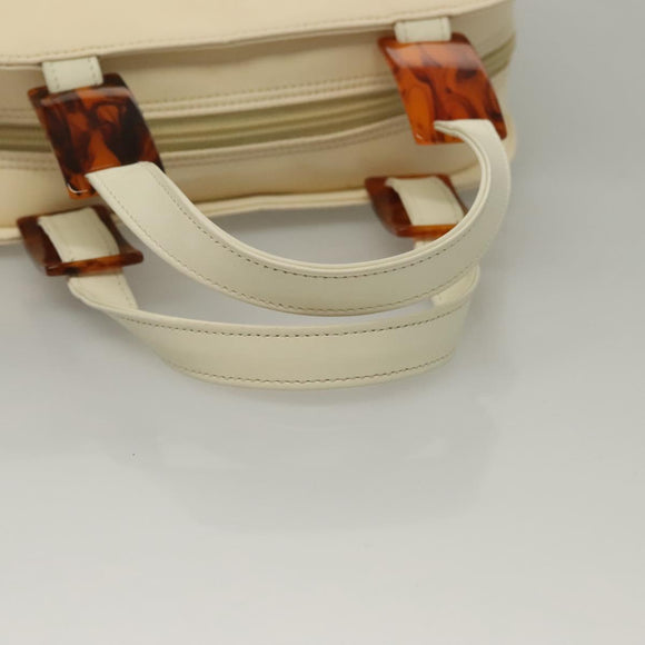 SAINT LAURENT Hand Bag Leather Cream Auth 131938