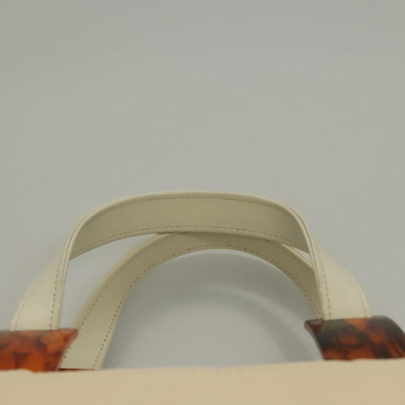 SAINT LAURENT Hand Bag Leather Cream Auth 131938