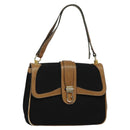 GUCCI Micro GG Canvas Shoulder Bag Vintage Black Gold Auth 131940-1