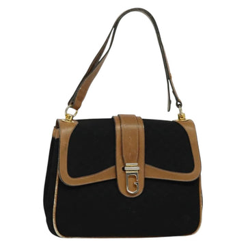 GUCCI Micro GG Canvas Shoulder Bag Vintage Black Gold Auth 131940
