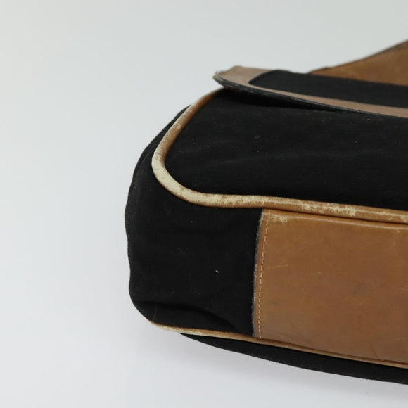 GUCCI Micro GG Canvas Shoulder Bag Vintage Black Gold Auth 131940