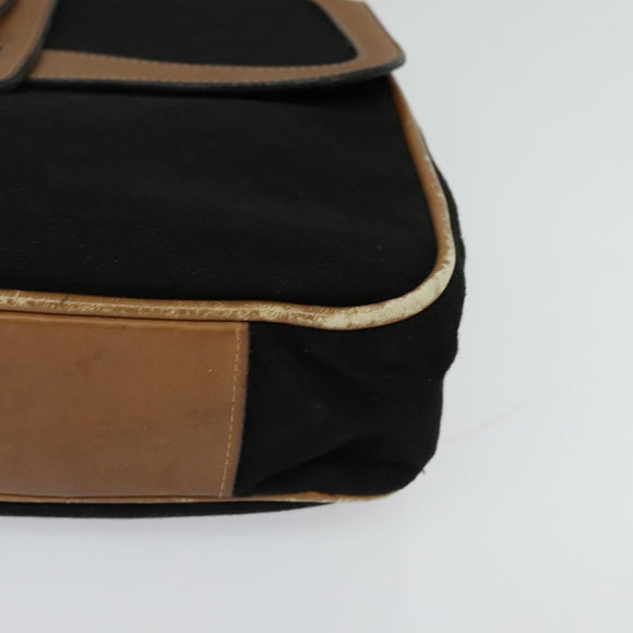 GUCCI Micro GG Canvas Shoulder Bag Vintage Black Gold Auth 131940