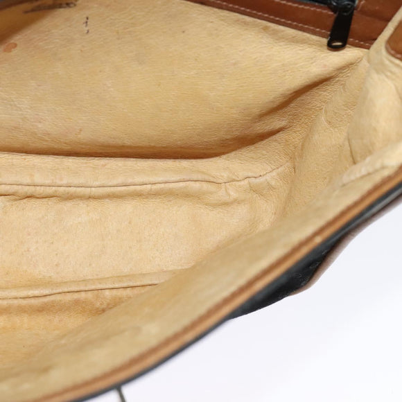 GUCCI Micro GG Canvas Shoulder Bag Vintage Black Gold Auth 131940