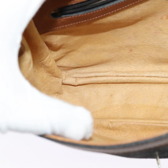 GUCCI Micro GG Canvas Shoulder Bag Vintage Black Gold Auth 131940