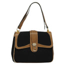 GUCCI Micro GG Canvas Shoulder Bag Vintage Black Gold Auth 131940-2