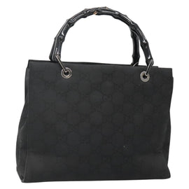 GUCCI Bamboo GG Canvas Hand Bag Nylon Black 002 1016 Auth 131953