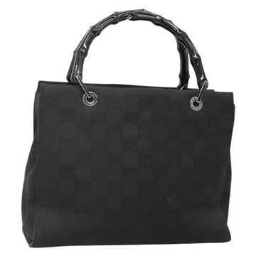 GUCCI Bamboo GG Canvas Hand Bag Nylon Black 002 1016 Auth 131953