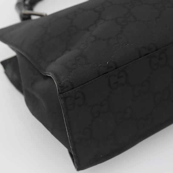 GUCCI Bamboo GG Canvas Hand Bag Nylon Black 002 1016 Auth 131953