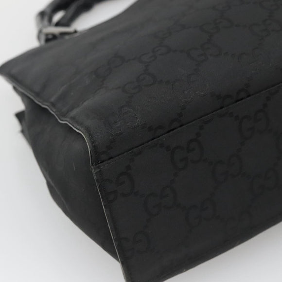GUCCI Bamboo GG Canvas Hand Bag Nylon Black 002 1016 Auth 131953