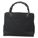 GUCCI Bamboo GG Canvas Hand Bag Nylon Black 002 1016 Auth 131953-13