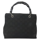 GUCCI Bamboo GG Canvas Hand Bag Nylon Black 002 1016 Auth 131953-2