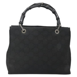 GUCCI Bamboo GG Canvas Hand Bag Nylon Black 002 1016 Auth 131953 - 0